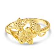 Close up of Matte Finish Floral Pattern with Gold Plating on 925 Sterling Silver